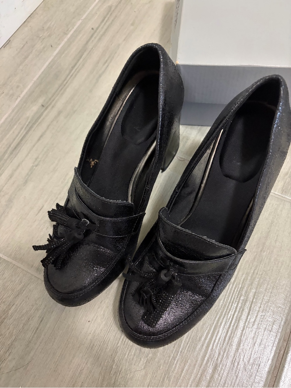 Kenneth Cole Black Tassel heels for Women - Classic Slip-On Style